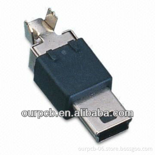 Solder-type Mini USB 5-pin Male Connector with Voltage of 1,000V AC
